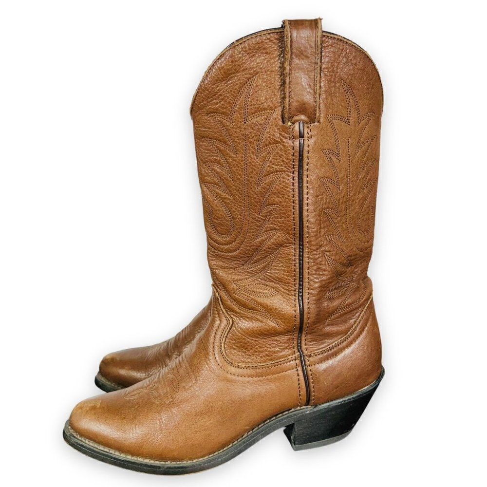 Durango Mid Calf Pull-on Western Cowboy Boots Brown Leather RD4104 Women's 6M